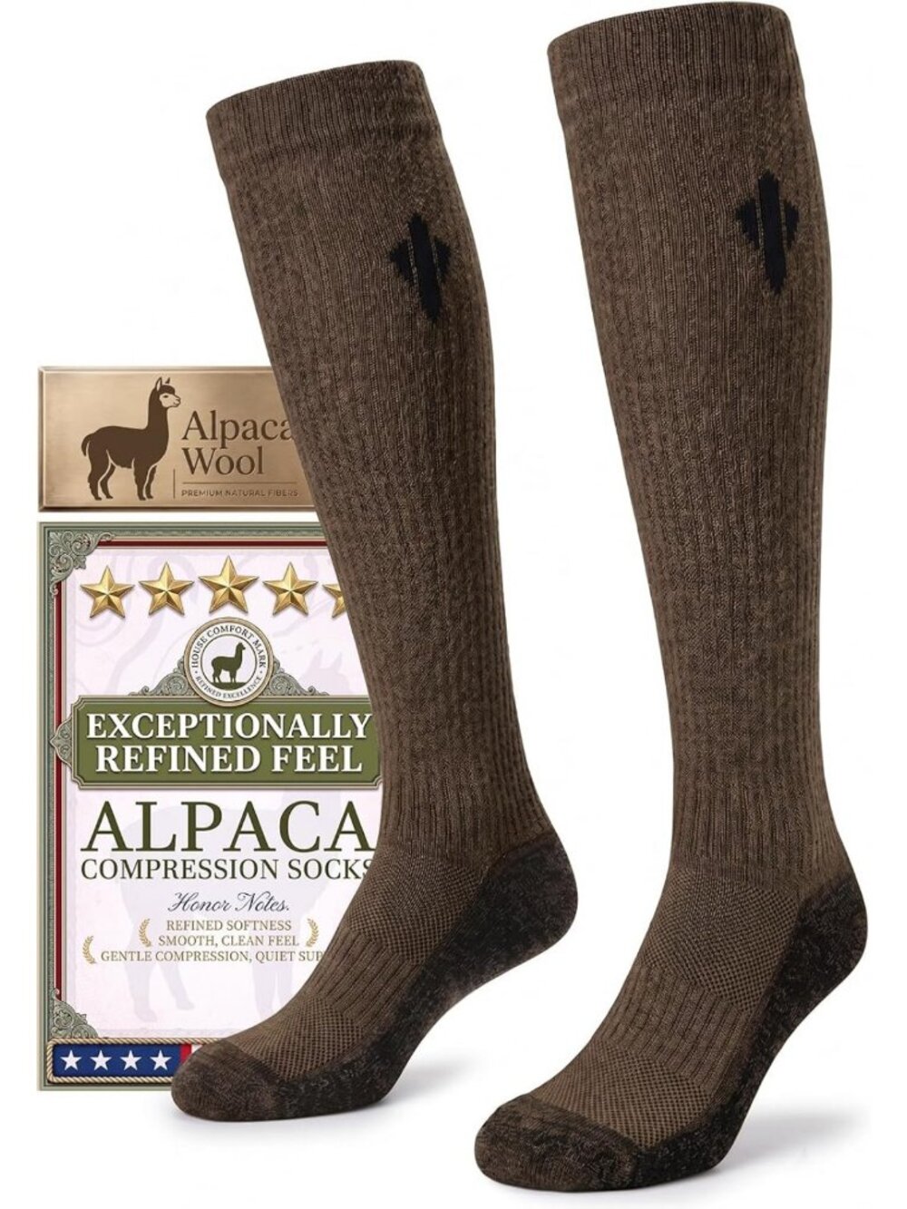 Knee High Alpaca Compression Socks for Men & Women, 15-20 mmHg Circulation